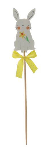 Påske-pind med kanin 4 × 7,5 cm – sæt med 12 stk., mix af 2 designs