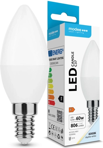 Modee LED stearinlys-pære C37 8,5 W E14 806 lm kold hvid