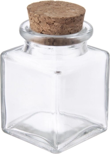 Lille glasbeholder med korkprop 80 ml