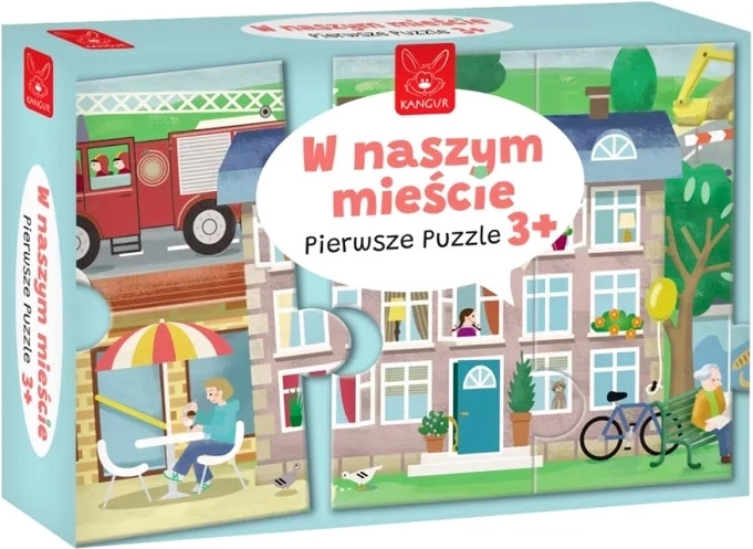 Første puslespil: Vores by – stor gulvpuslespil for børn