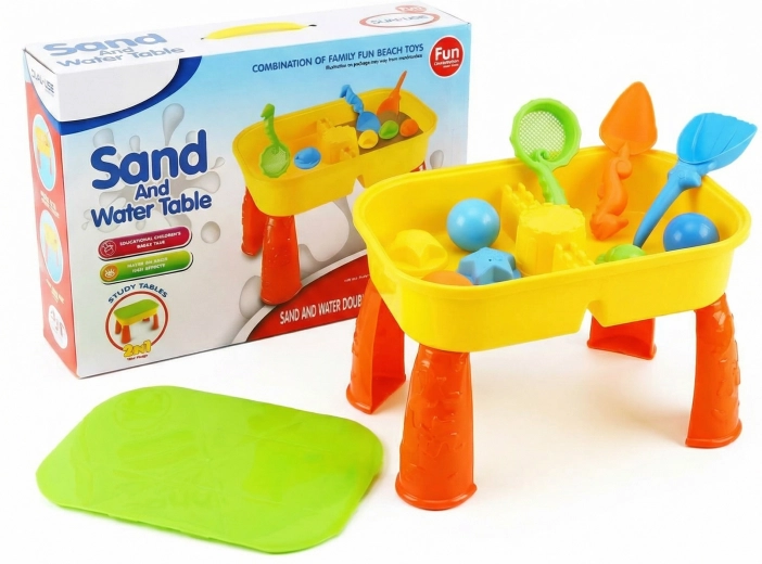 Børnebord til sand og vand med tilbehør (8 dele)