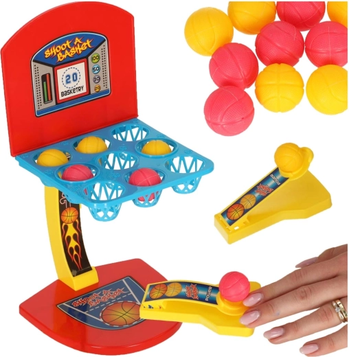 Bord-mini-basket med katapult – spil for 2 spillere