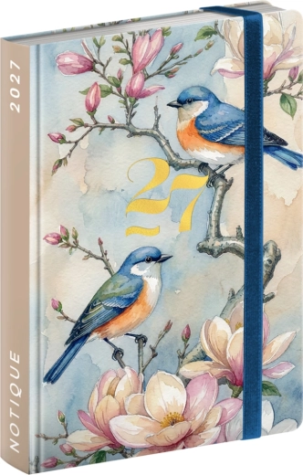 Notique ugekalender til håndtasken Fugle 2027 (9,8 × 14,5 cm)
