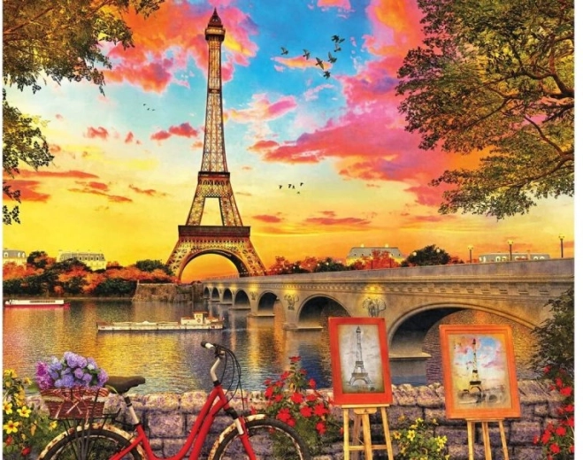 Diamantbroderi (diamond painting) panorama Paris – Eiffeltårnet 40 × 30 cm - 1 stk.