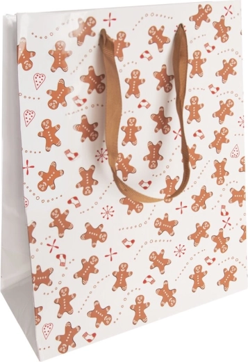 Gavepapirpose med peberkagemotiv 18 × 10 × 23 cm