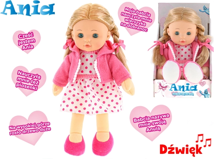 Interaktiv dukke Ania taler polsk 31 cm