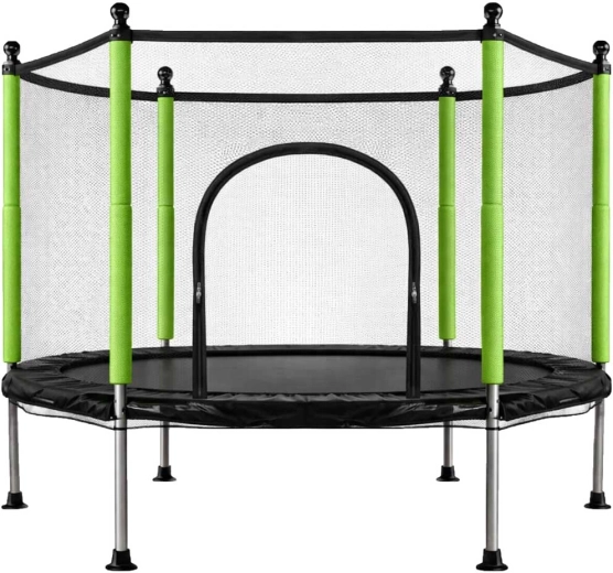 Børnetrampolin med sikkerhedsnet og bolde 140 cm grøn