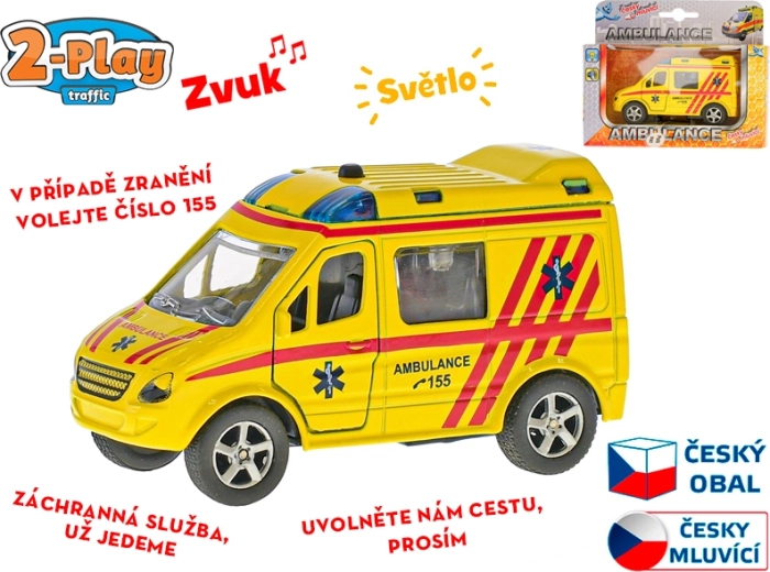 Ambulance 2-Play Traffic 11 cm, metal, pull-back, tjekkiske meldinger og lys