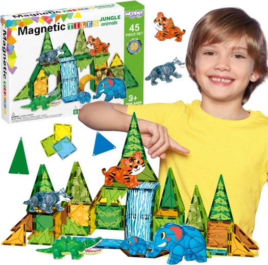 Magnetiske byggesæt 3D WOOPIE – jungledyr, 45 dele