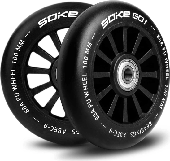 Løbehjulshjul 100 mm sort SOKE – sæt med 2 stk.