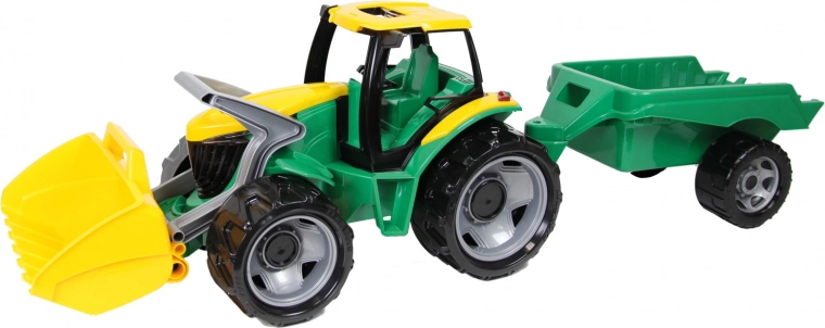 Plasttraktor med frontlæsser og trailer 90 cm