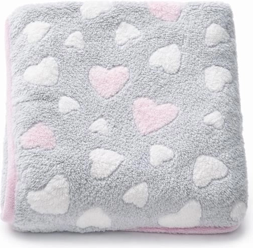 Babyplaid New Baby hjerter, rosa 80×90 cm