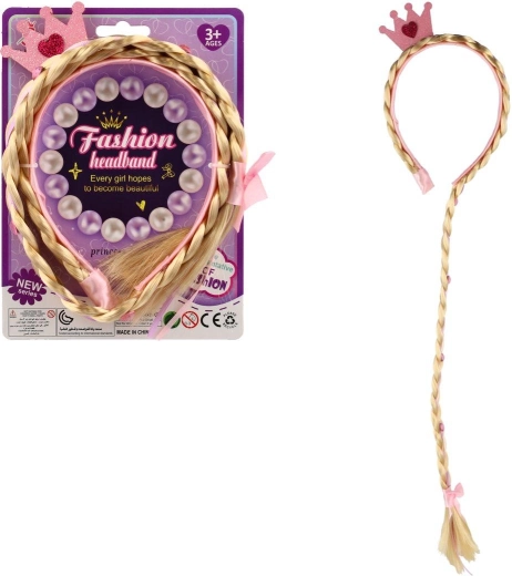 Prinsessehårbøjle med blond fletning 65 cm