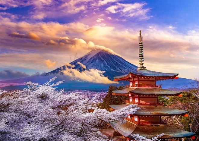 Puslespil Fuji-bjerget om foråret, Japan – 1000 brikker