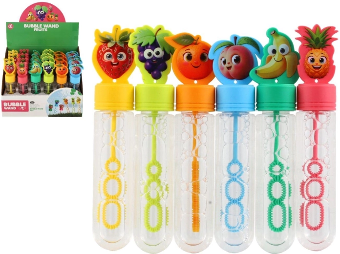 Sæbebobler frugt 15 cm – mix af 6 varianter, 24 stk. i displayboks
