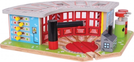 Bigjigs Rail trædepot til 5 tog