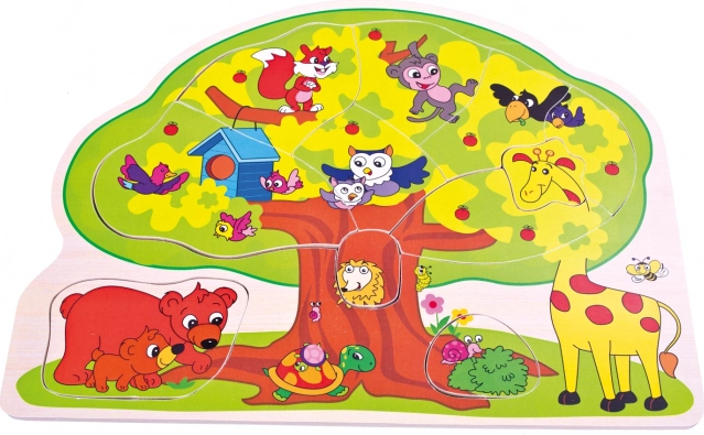 Træpuslespil Bino glade dyr