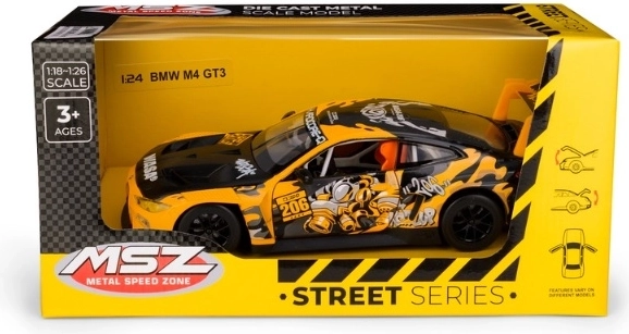 MSZ BMW M4 GT3 with WASA gul bilmodel i skala 1:24