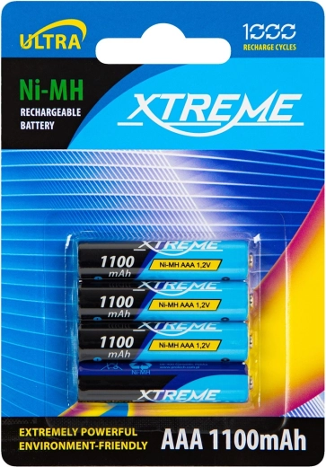 Genopladelige AAA NiMH 1100 mAh XTREME-batterier – 4 stk.