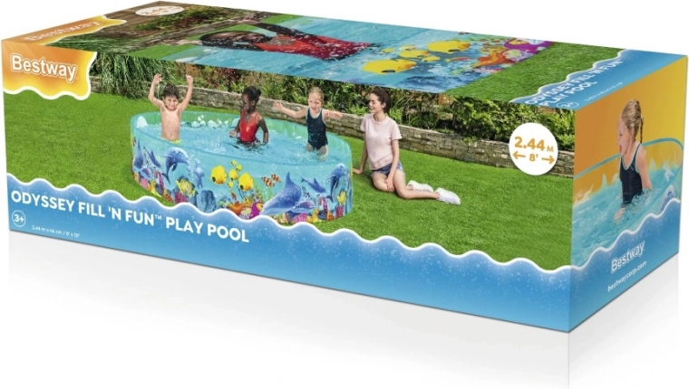 BESTWAY børnebassin, foldbart 244 × 46 cm med havmotiv