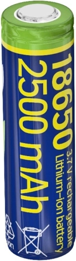 Li-ion akkumulator 18650 3,7 V 2500 mAh (10C) med flade poler