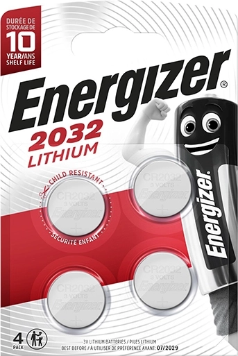 Energizer lithium knapcellebatteri CR2032, 4 stk.