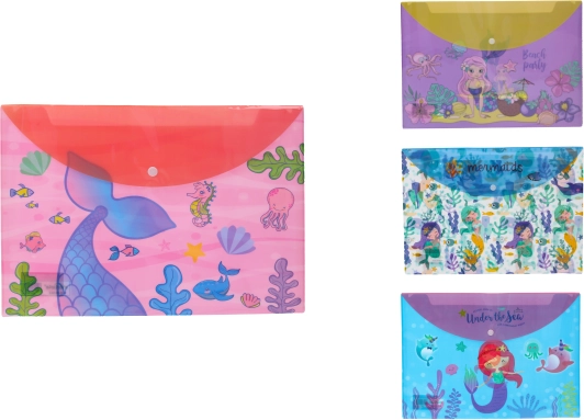 Mappe med trykknap med havfruemotiv 36 × 26 cm