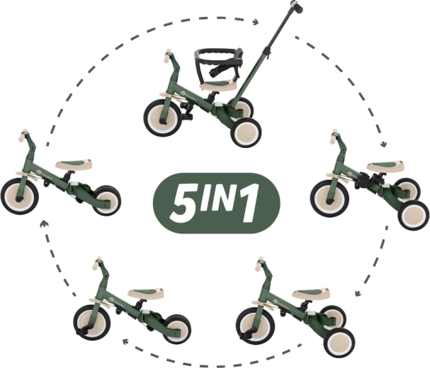 Petite&Mars multifunktionel trehjulet cykel 5i1 Turbo misty green