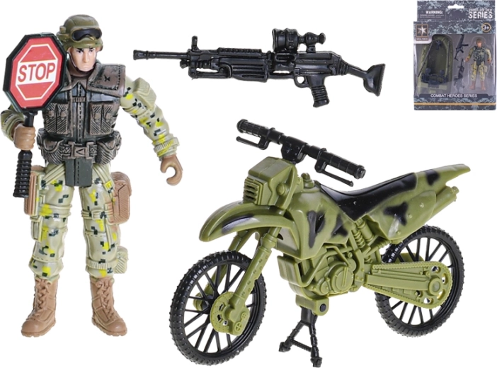 Posérbar actionfigur af soldat 10 cm med tilbehør