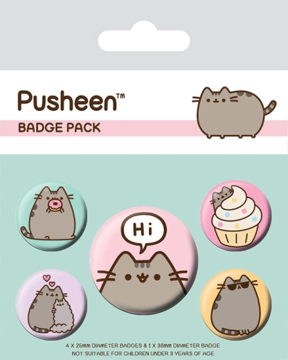 Sæt af badges Pusheen Hi