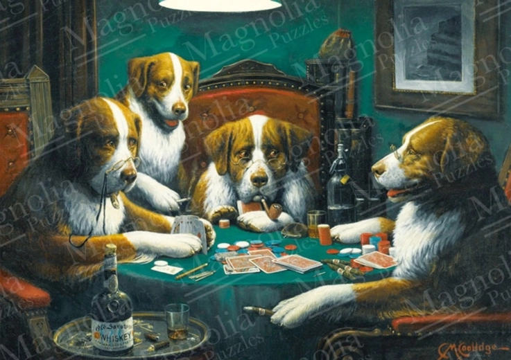 Puslespil hunde spiller poker 1000 brikker