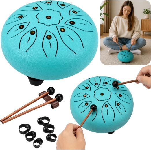Ståltungtromme med 11 toner til meditation, yoga og musikterapi