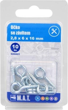 Lukket øje med gevind 16 × 6 × 2,8 mm, zink (10 stk.)