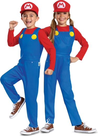 Børnekostume MARIO – rød karnevalsudklædning 109–126 cm (4–6 år)
