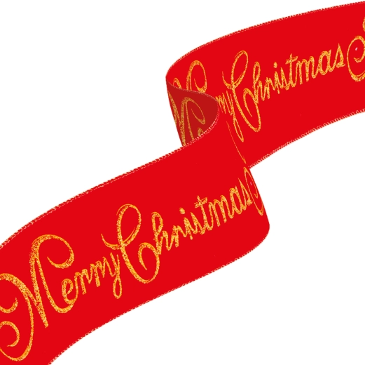 Julebånd Merry Christmas rød 60 × 8 cm