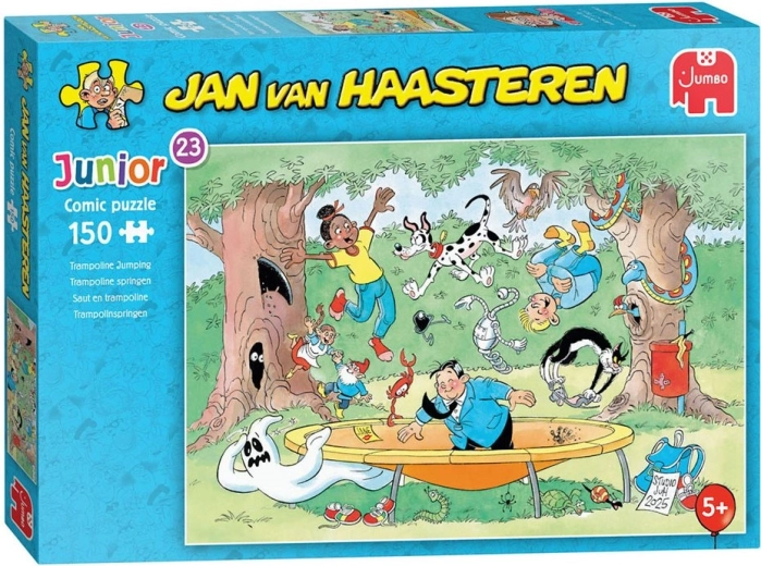 JUMBO-puslespil Jan van Haasteren Junior: Hoppen på trampolin, 150 brikker