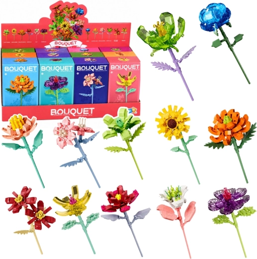 Konstruktionsbyggesæt blomst på stilk – farvemix 71–106 dele - 1 stk.