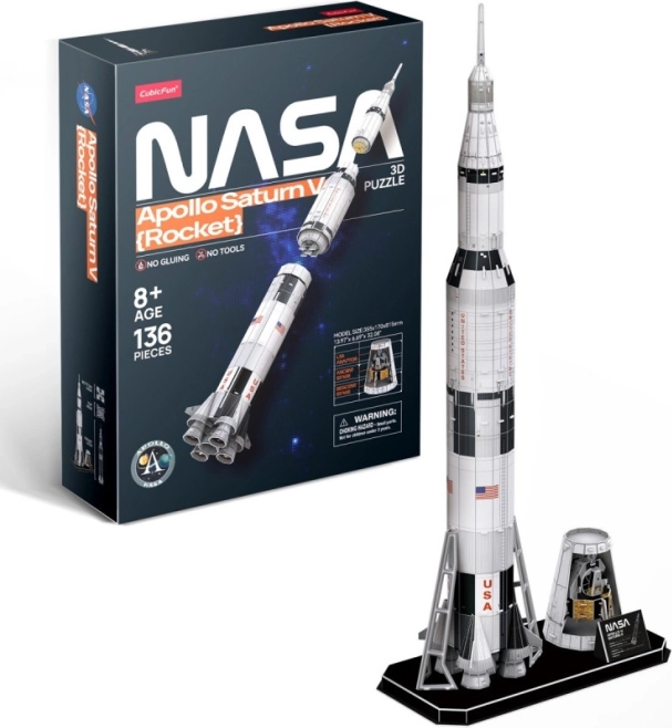 3D-puslespil Saturn V-raket – 136 brikker