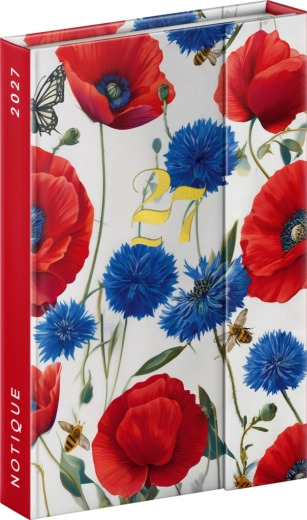Notique ugentlig magnetisk kalender med ulvevalmuer 2027, 11 × 16 cm