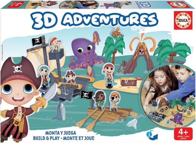 Educa 3D piratø-ø – kreativt byggesæt til børn