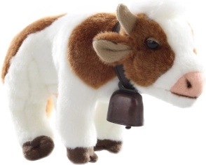 plysbamse-ko med klokke 25 cm
