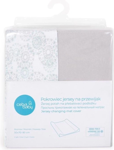 Ceba betræk til puslepude 50 × 70 cm (2 stk.) light grey + dandy