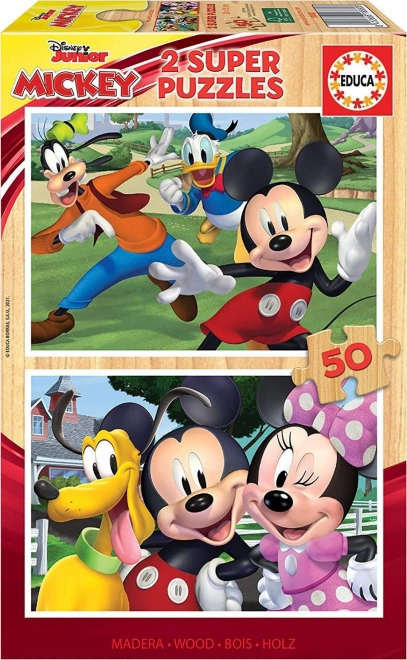 Træpuslespil EDUCA MICKEY OG VENNER 2×50 brikker