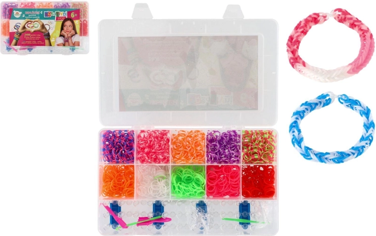 Kreativsæt Loom Bands til fremstilling af armbånd, 2.400 dele