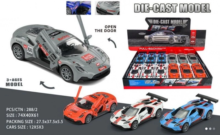 Metalbil med friktionsoptræk 12 cm