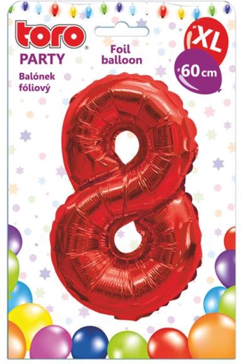Folieballon tal 8, 60 cm, rød
