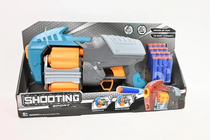 Pistol til skumpile i æske