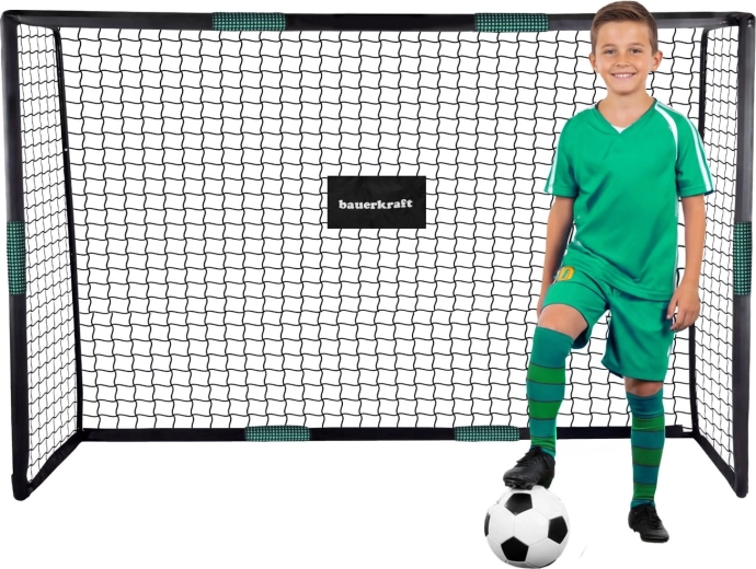 Fodboldmål Bauerkraft med net 180 × 120 × 60 cm sort-grøn