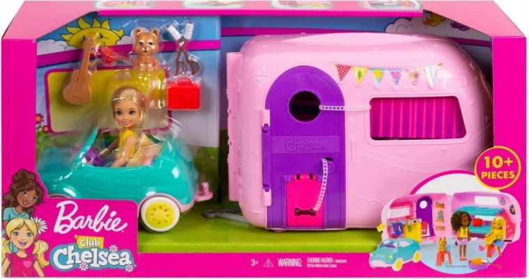 Barbie Chelsea campingvogn med dukke og hundehvalp
