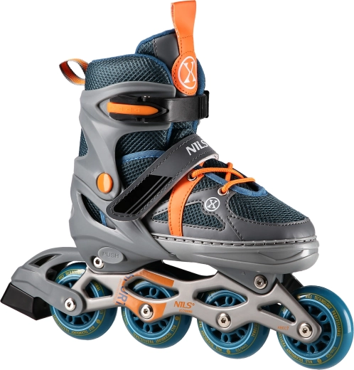 Rulleskøjter NILS Extreme grå‑orange, justerbare – S (31-34)